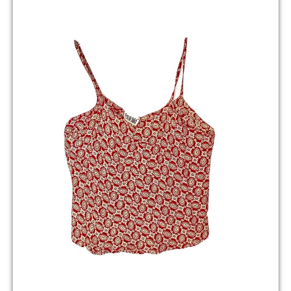 Women’s Junior Fit Small Tank / Camisole Top  Red Floral Print